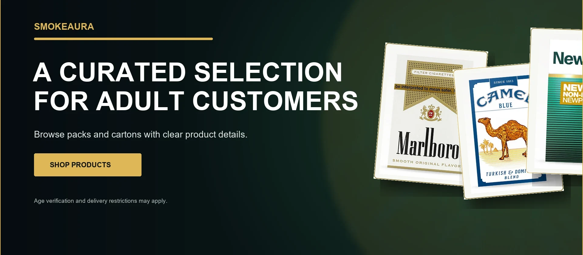 SmokeAura adult tobacco product selection